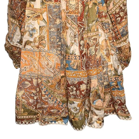 Zimmermann Chintz Billow Mini Dress Floral Crochet Long Sleeves Multi AU 0, US 4 - Picture 8 of 13